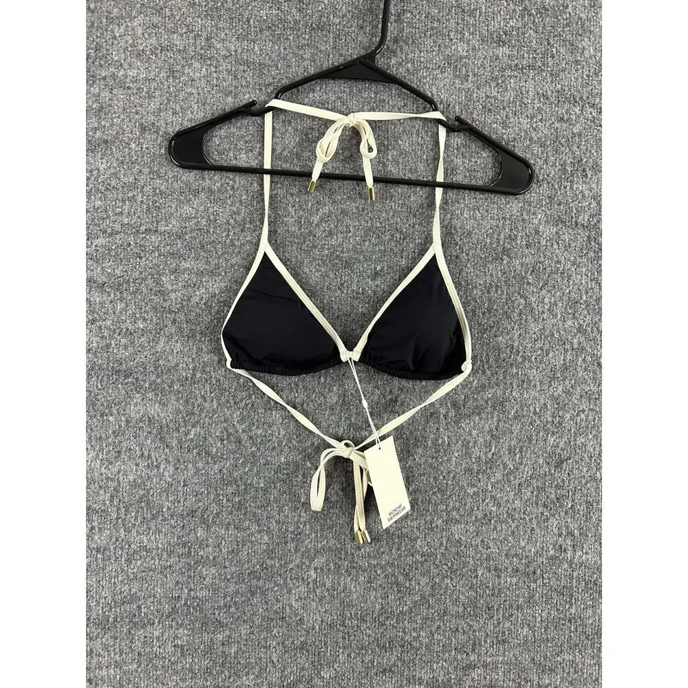 Monday Swimwear Bikini Top Medium Palma Top in Black White Halter Pool Beach